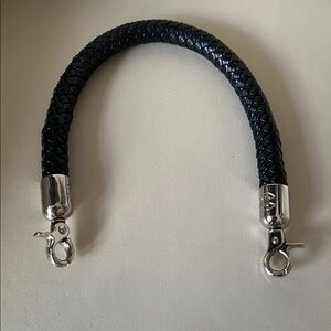 CC Monogrammed Black Braided Handle with Silver Clasps
